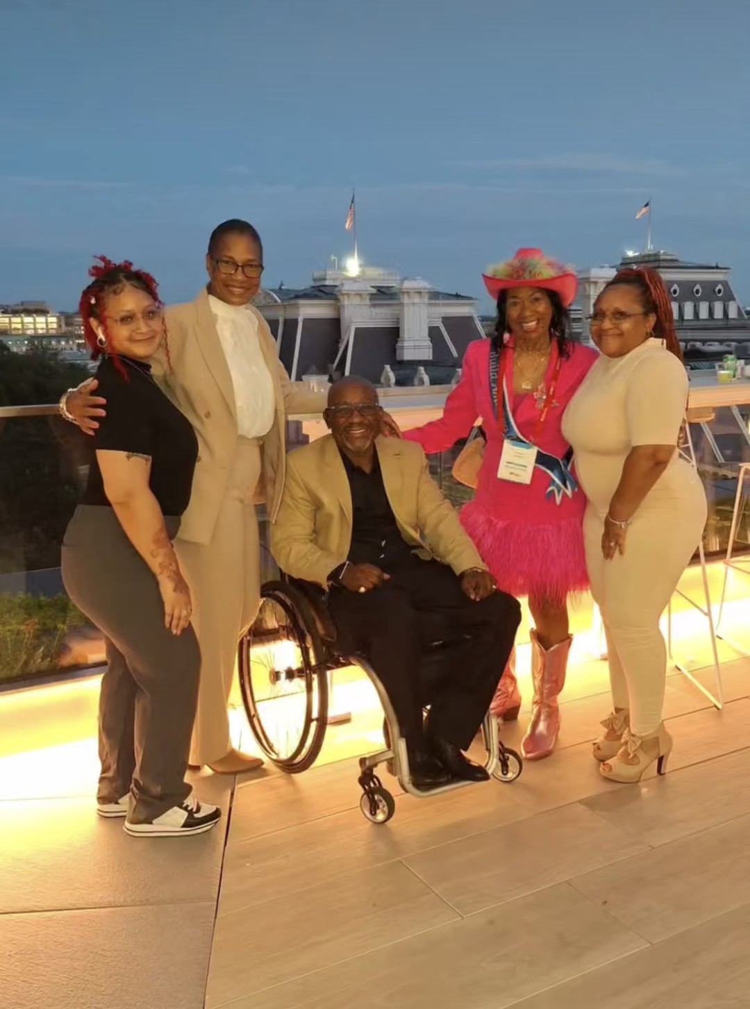 Edward Funches with supporters at ALC 54 rooftop reception
