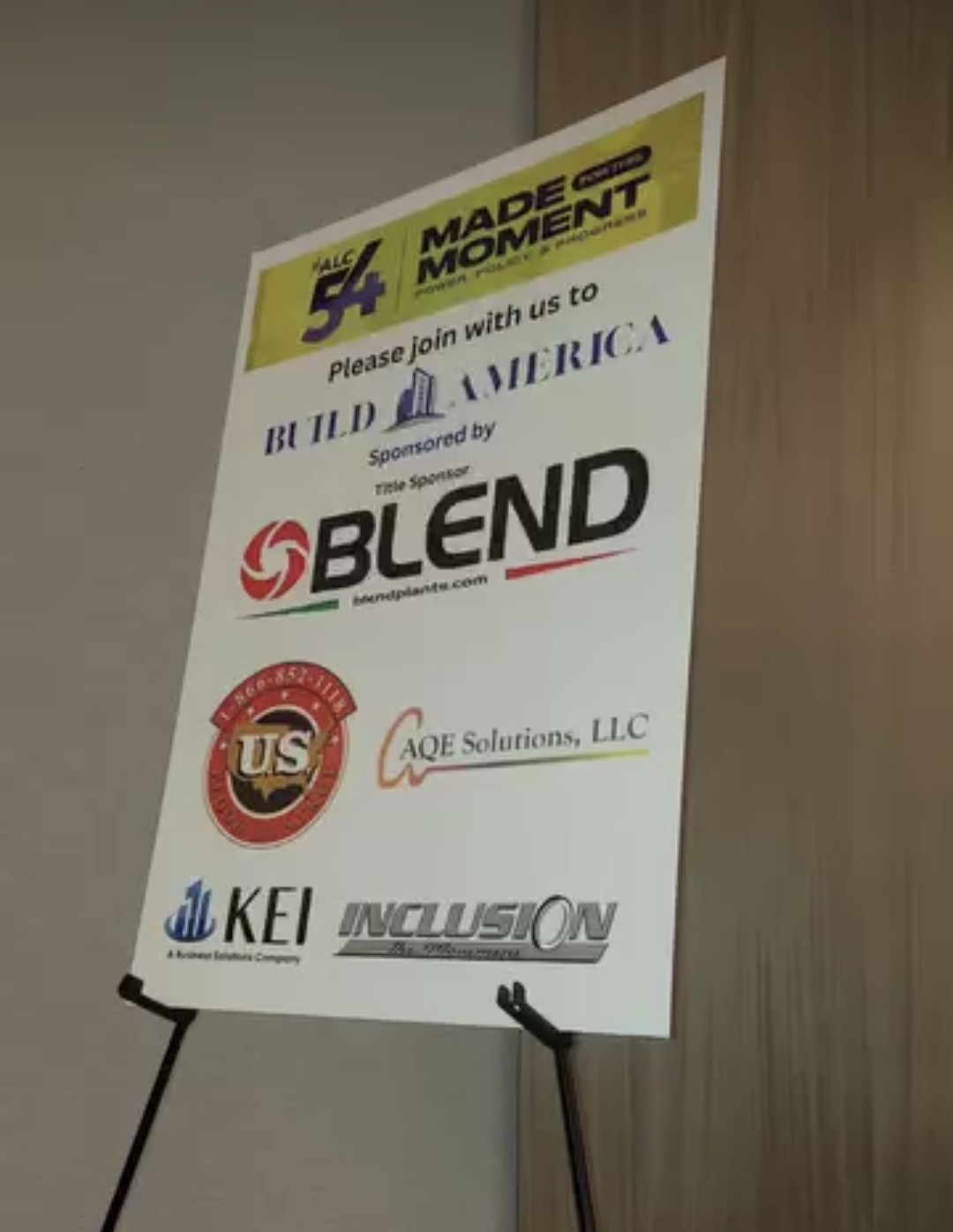 Build America sponsor board featuring Inclusion The Movement